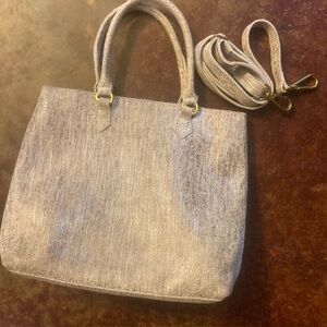 Grey Sseko Purse with Strap and Metallic Shimmers